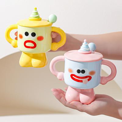 Kreative Clown Keramiktasse mit Deckel mit Löffel Becher Mädchenwohnheim Tasse Haushaltswasserbecher Feiertagsgeschenk für Freunde