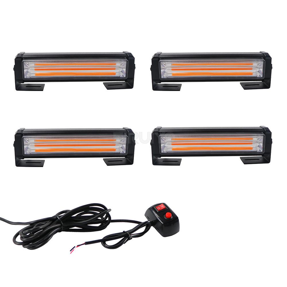 40W 80W COB Car Front Grille LED Strobe Light Police Fire Truck Emergency Flashing Warning Lights 12V 24V Amber White Red Blue
