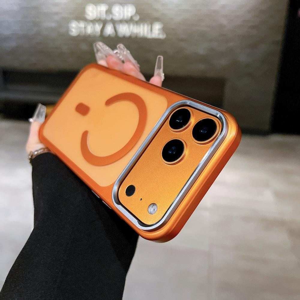 

Роскошный Металлический Бронированный Матовый Чехол для iPhone 17 Air 17 Pro Max 17Pro Беспроводная Зарядка ДляMagsafe Полупрозрачный Тонкий Чехол iPhone17 Pro Max оранжевый
