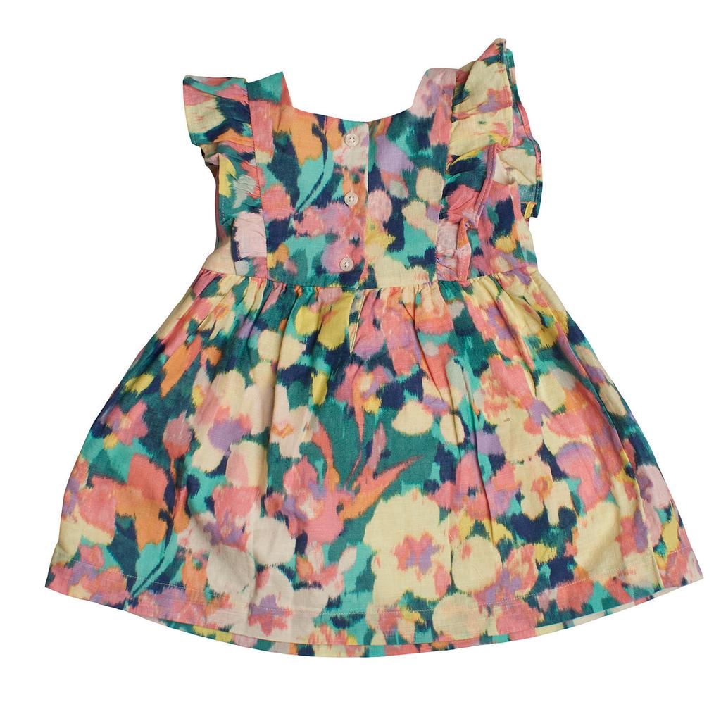 Vestido Floral de Lino y Algodón 602044 para Bebé Niña