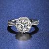 Open Design, Slightly Inlaid with Diamond Button Wall, One-carat Plum Blossom Ring, Female Imitation Moissanite Ring.