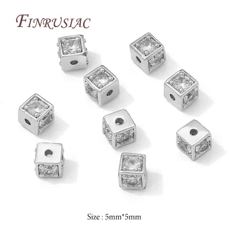

5mm Square Beads For Bracelets,18K Gold Plated Zircon Spacer Beads For Jewelry Making,Metal Separator Beads,DIY Accessories 2 pieces