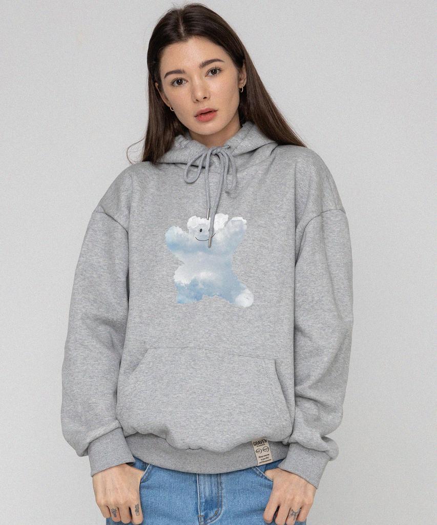 [Unisex] Big Cloud Bear Smile Hoodie_Gray