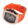 Analog Quartz Wristwatch 30m Waterproof Silicone Strap Multi Functional Quartz Watch for Man Rose Orange