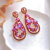 Geometric Alloy Drop Earrings With Gold Ear Pins For Ladies Party And Wedding Accessories