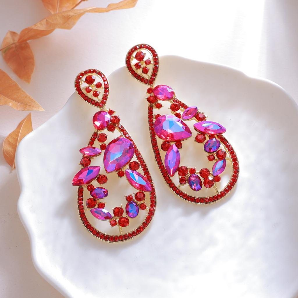 Geometric Alloy Drop Earrings With Gold Ear Pins For Ladies Party And Wedding Accessories