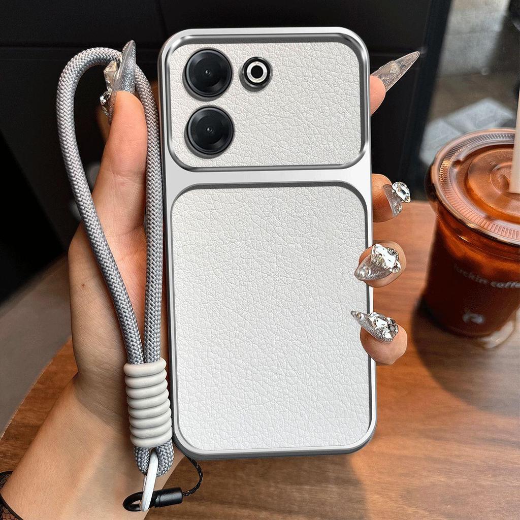 Luxury Big Window Phone Case with Lanyard for TECNO CAMON 20 4G Premium Textured Casing
