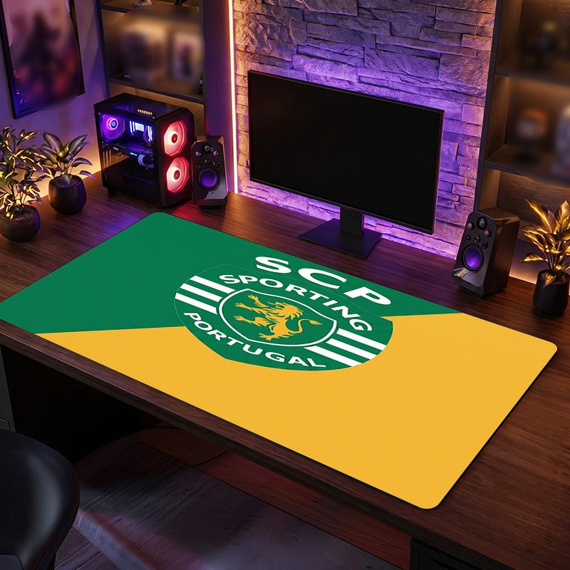Sporting CP FC Theme Pattern Mouse Pad, Soccer Logo Design XXL Gaming Desk Mat Non-Slip Computer Mouse Pad