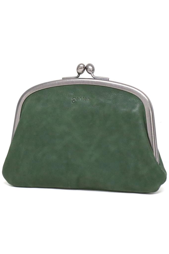 Genten Clasp Wallet Genuine Leather Green GE-44335-70 Women's