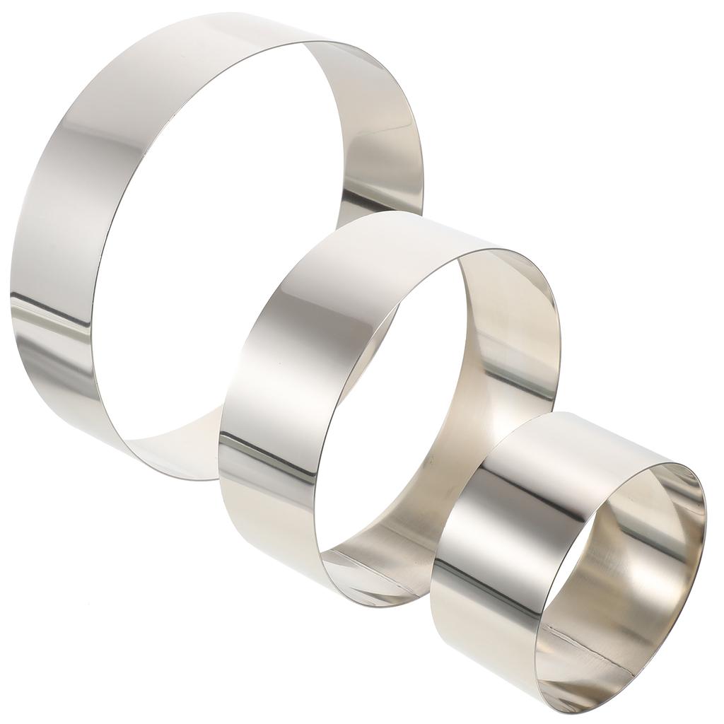 3 Pcs Stainless Steel Mousse Mold Cake Household Reusable Cheese Baking Tool Kitchen Smooth Edges