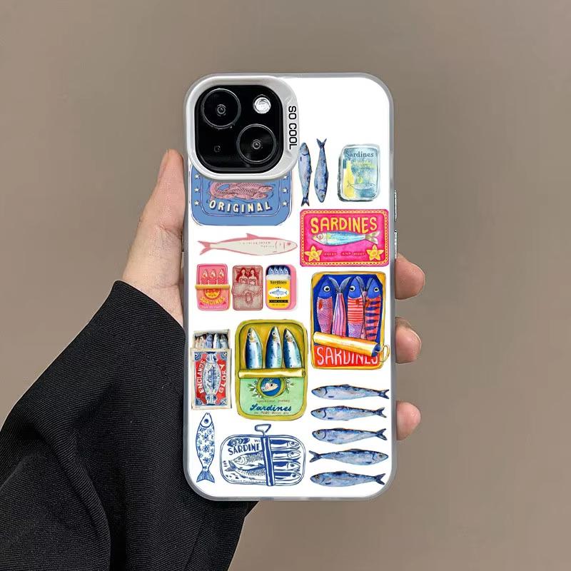Sardines Fish Art Pattern Phone Case For Samsung Galaxy S26 S25 Ultra S24 S23 FE S22 S21 Plus A56 A55 A54 A35 Hard Matte Cover