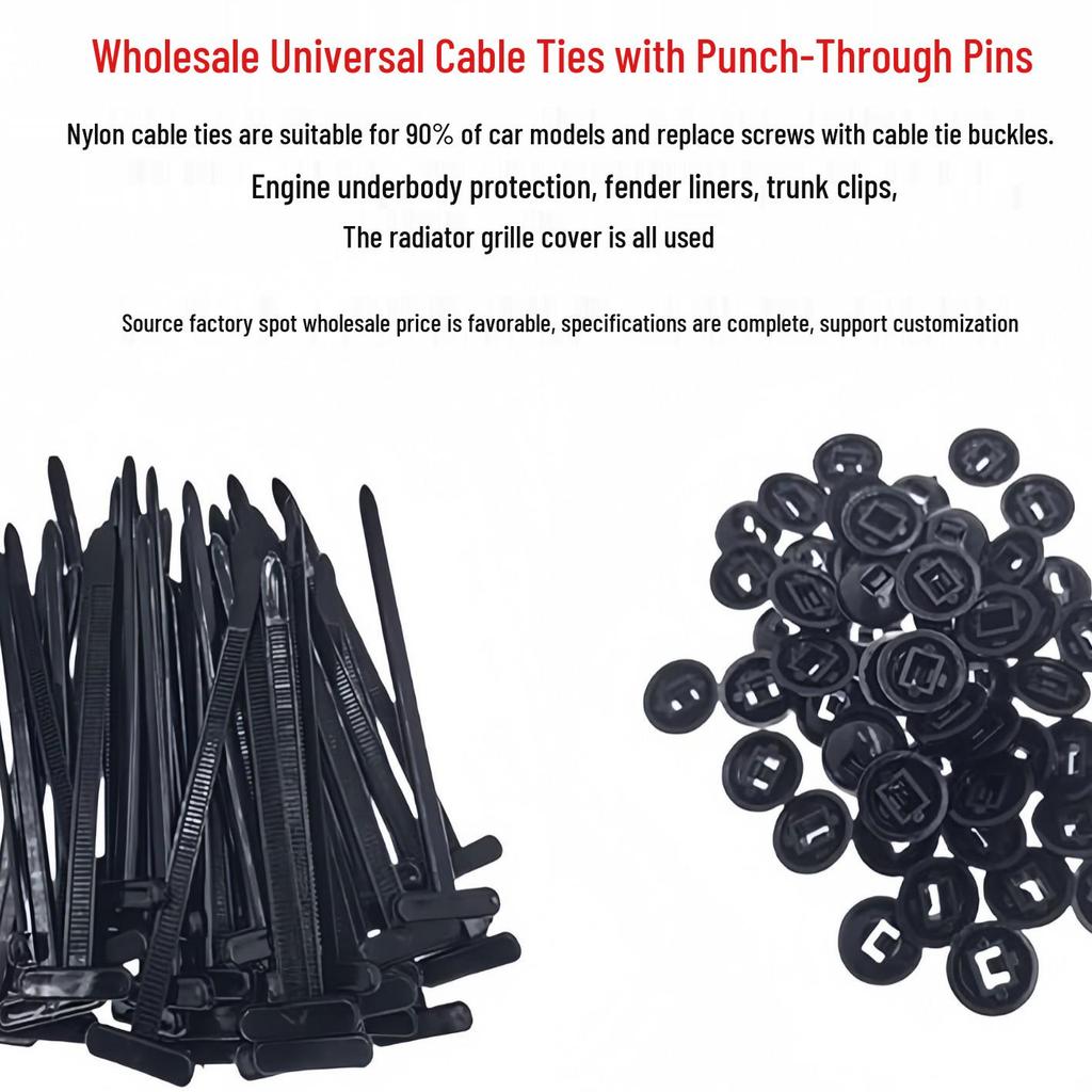 Universal Nylon Push-In Rivet & Cable Tie for Car Bumpers, Mudguards & Fenders