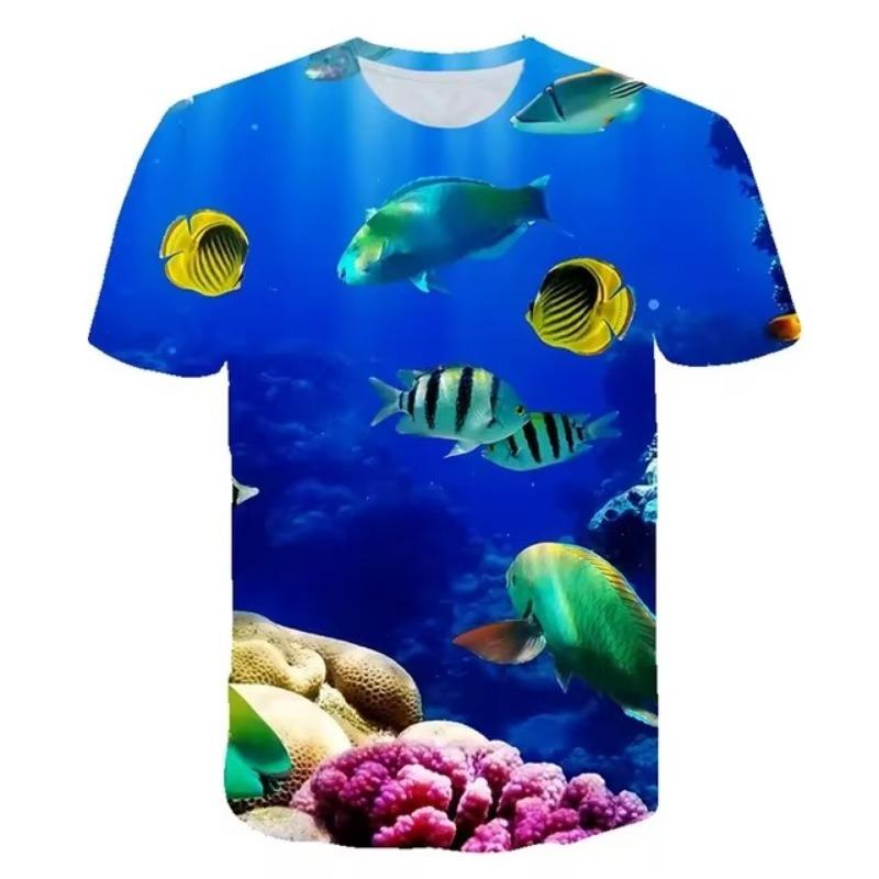 Women's 3D Printed Underwater Coral Fish T Shirt Funny Animal WoMen T-Shirt Casual Seabed View Streetwear Tshirt Casual Tee Tops