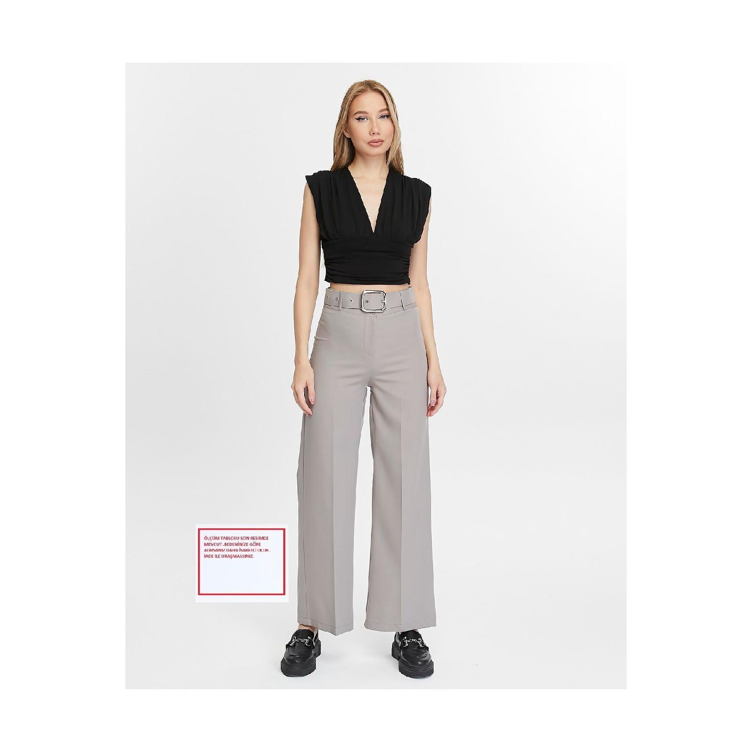 

Very Stylish Summer Women s Belted Palazzo Dip Fabric High Waist Trousers 36 чёрный