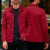 Men S Casual Slim Fit Single Breasted Collared Long Sleeve Solid Color Warm Jacket