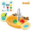 Educational Simulation Kitchen Sink Set Platic Montessori Game Toy Electric Dishwasher  Kids Toy