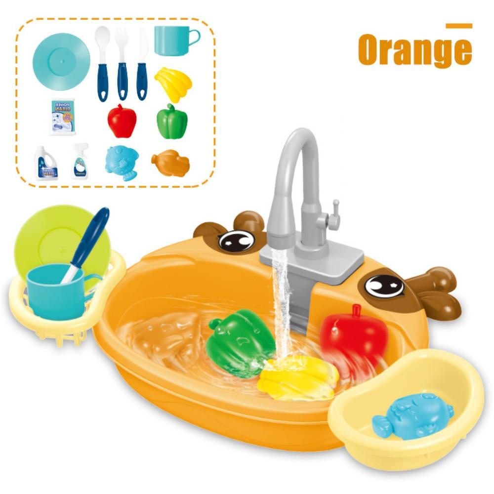 Educational Simulation Kitchen Sink Set Platic Montessori Game Toy Electric Dishwasher Kids Toy
