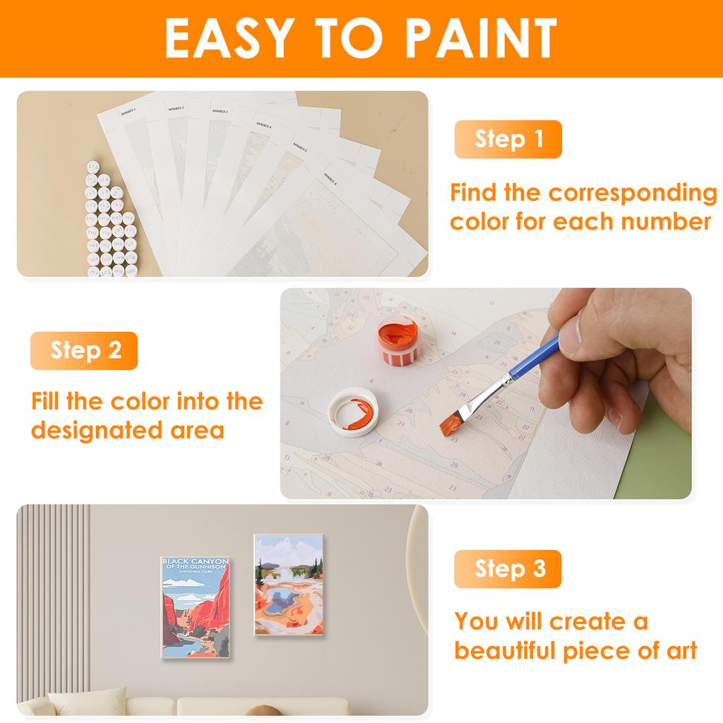 6/12Pc Paint by Number Kit Practical Adult Paint by Number Kit Canvas Digital Painting Set Digital Oil Painting Set for Beginner