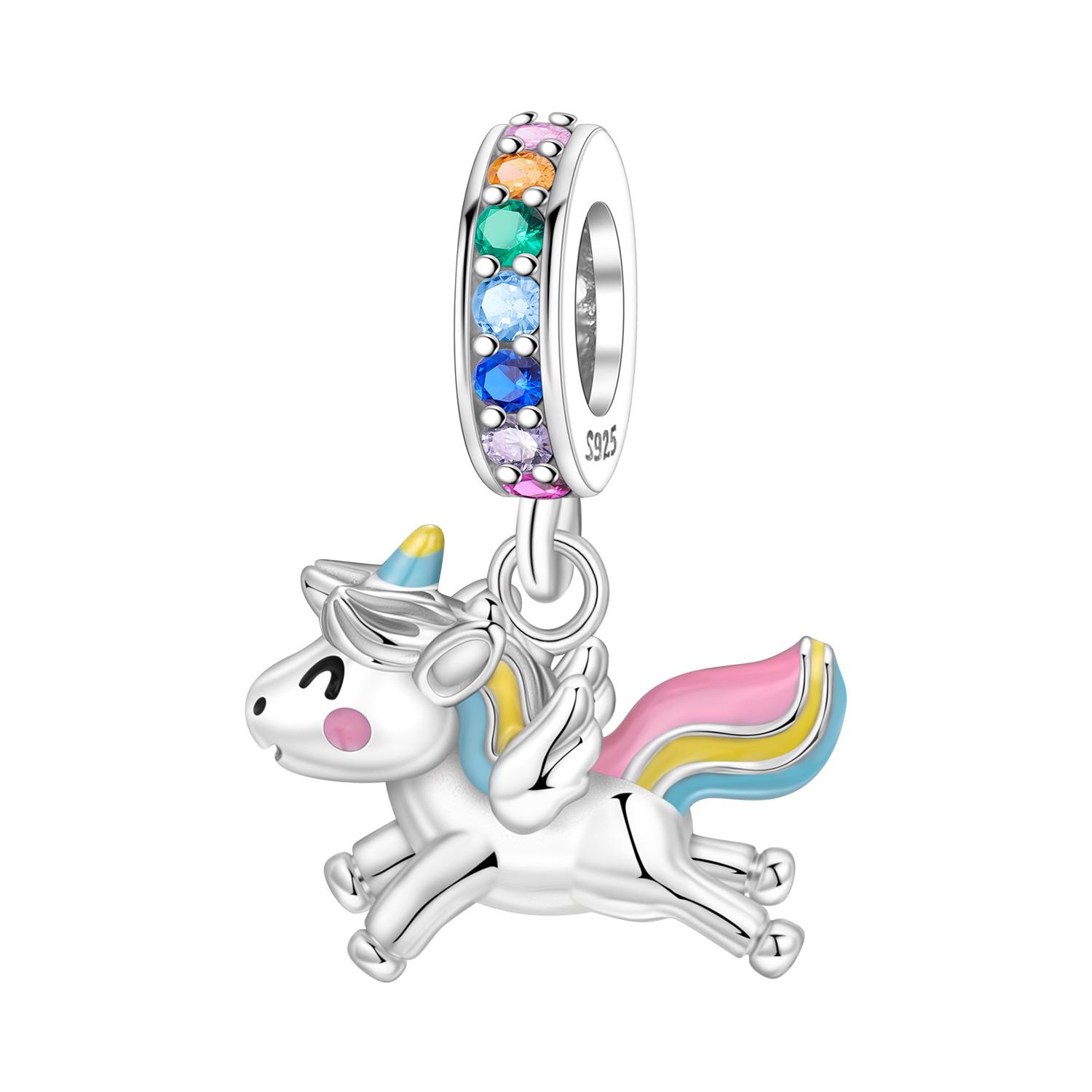 

PANPOKI copper Rainbow Unicorn Animal Bead Charms Authentic Pendants Bracelets Charm Jewellery Party Do It Yourself Trendy Gifts