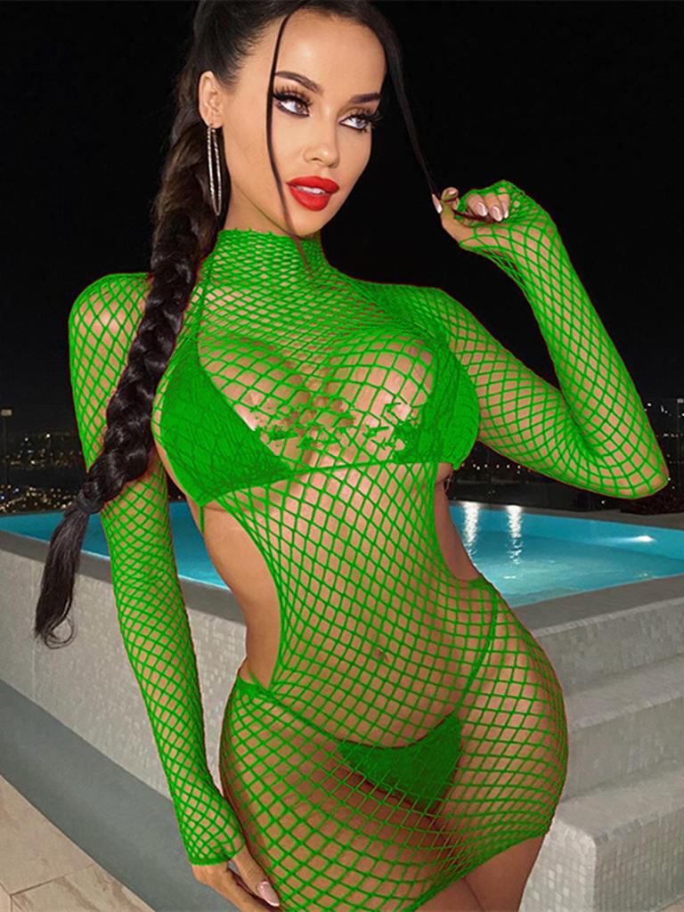 Cosplay 18 Lingerie Dress New Women Full Body Suit Sexy Mini Dress Bodystocking Black Mesh Transparent Teddy Babydoll Nightdress