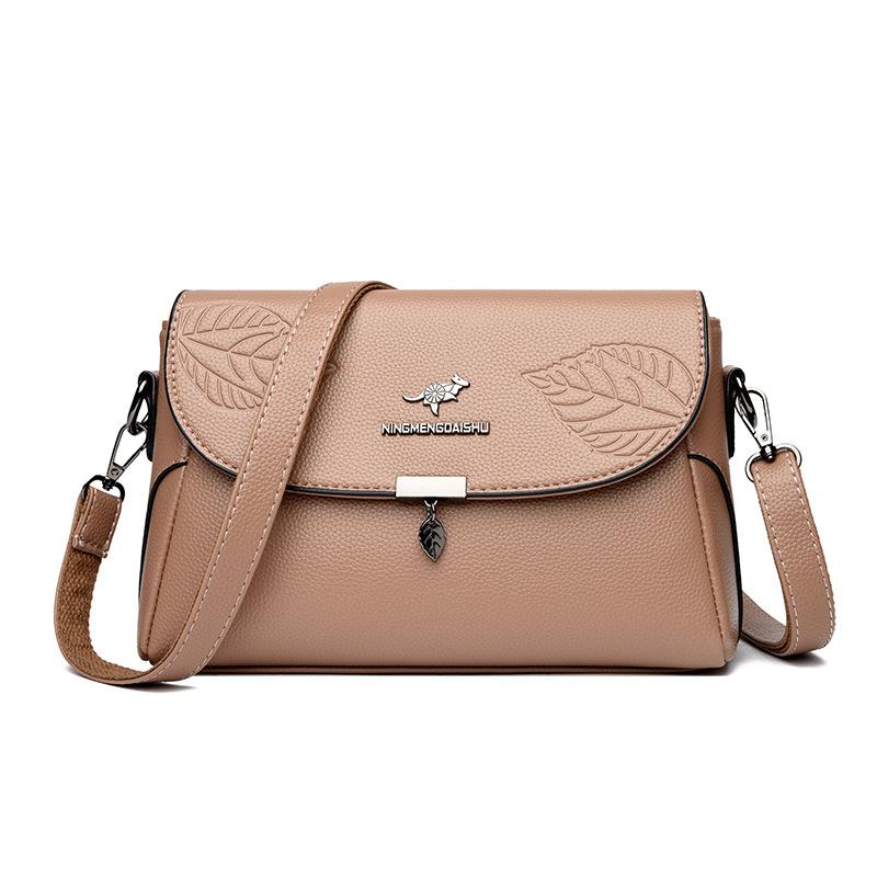 Soft Leather Embossed Single-shoulder Bag for Women, Crossbody Bag for Middle-aged Ladies