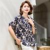 Elegant Short-Sleeve Summer Blouse for Middle-Aged Women