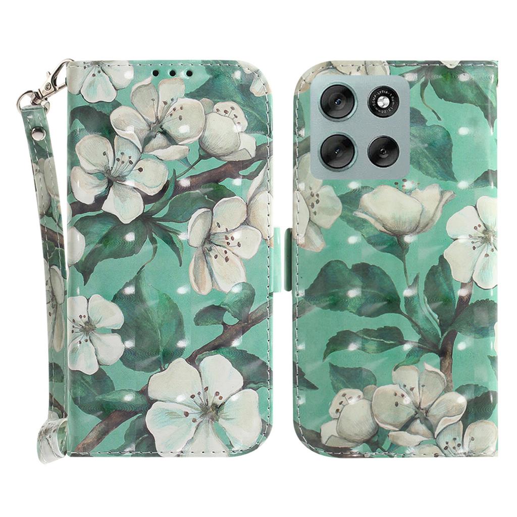 For Motorola Moto G56 5G Case Pattern Printing Leather Wallet Phone Cover with Wrist Strap
