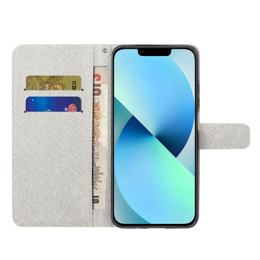 For iPhone 15 Flip Leather Wallet Case 3D Pattern Printing Stand Phone Cover