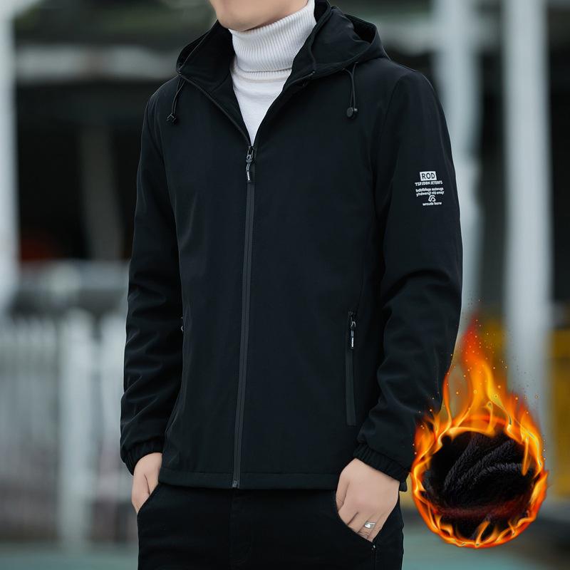 Men s Hooded Jacket Spring and Autumn New Casual All-match Tops Stand Collar Jacket Men s Coat Clothes M