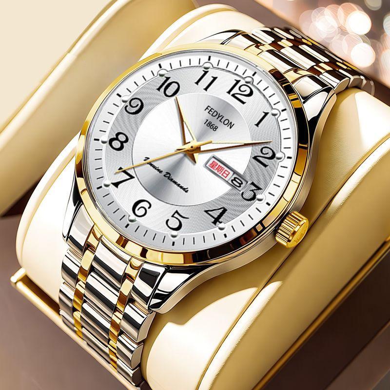 

Полностью автоматические кварцевые часы с люминесцентным календарем для мужчин, водонепроницаемые деловые стальные часы для людей среднего и пожилого возраста Minimum