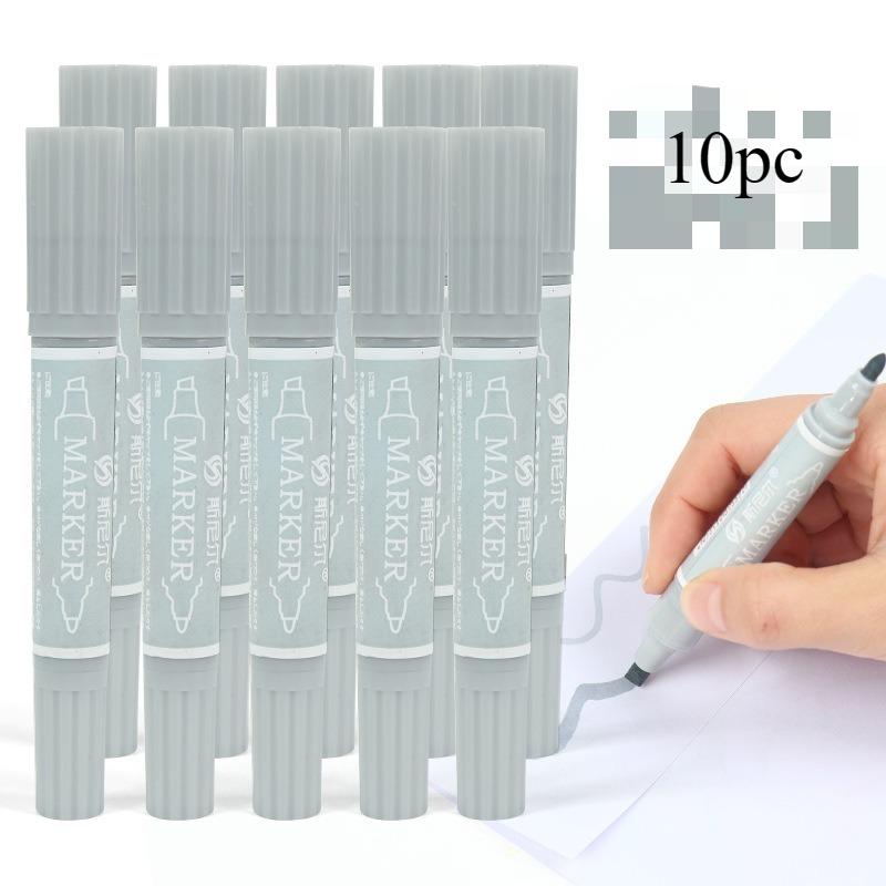 10pcs/set Twin Tip Colored Permanent Art Markers Pens Fine Point Waterproof Oily Black Ink Sketchbook Painting School Supplies