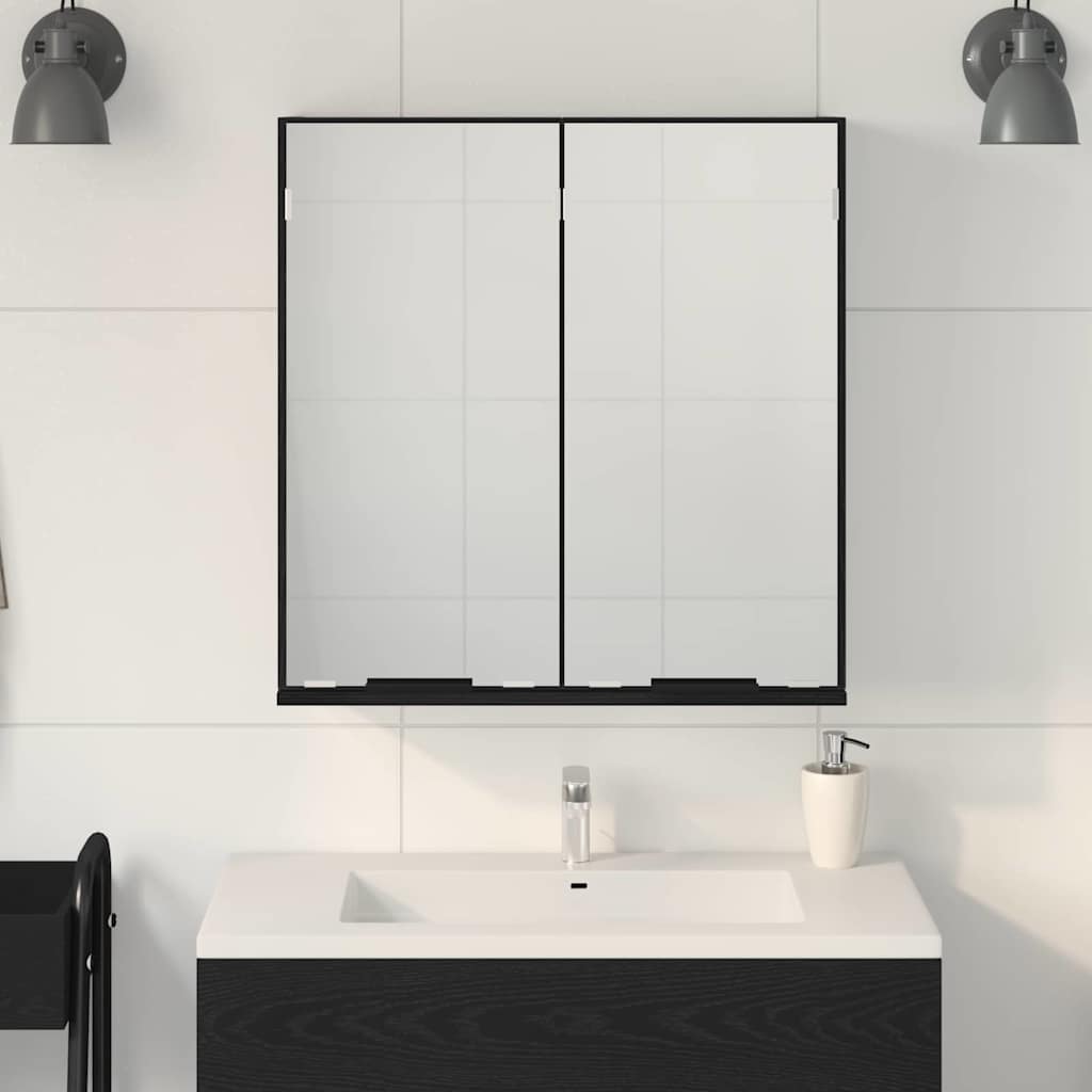 Mirror Cabinet with Shelf Black Oak Effect 64 X 20 X 67 Cm