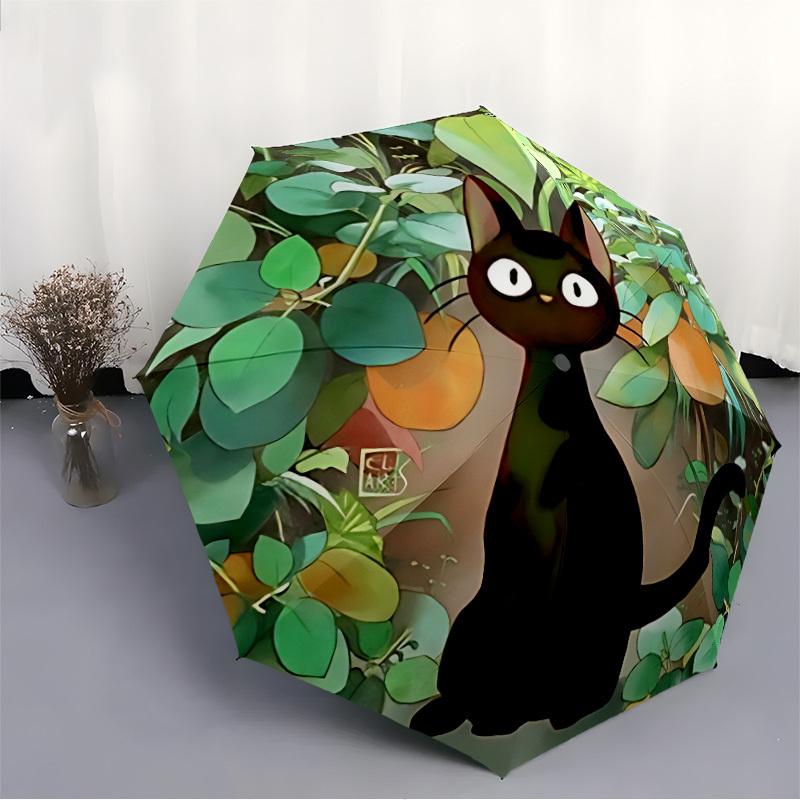 1pc Cat Garden Automatic Open/close Umbrella, 8-Rib Sturdy Structure, Portable Travel Umbrella, Parties, Everyday Use, Outdoor Accessory, Ar