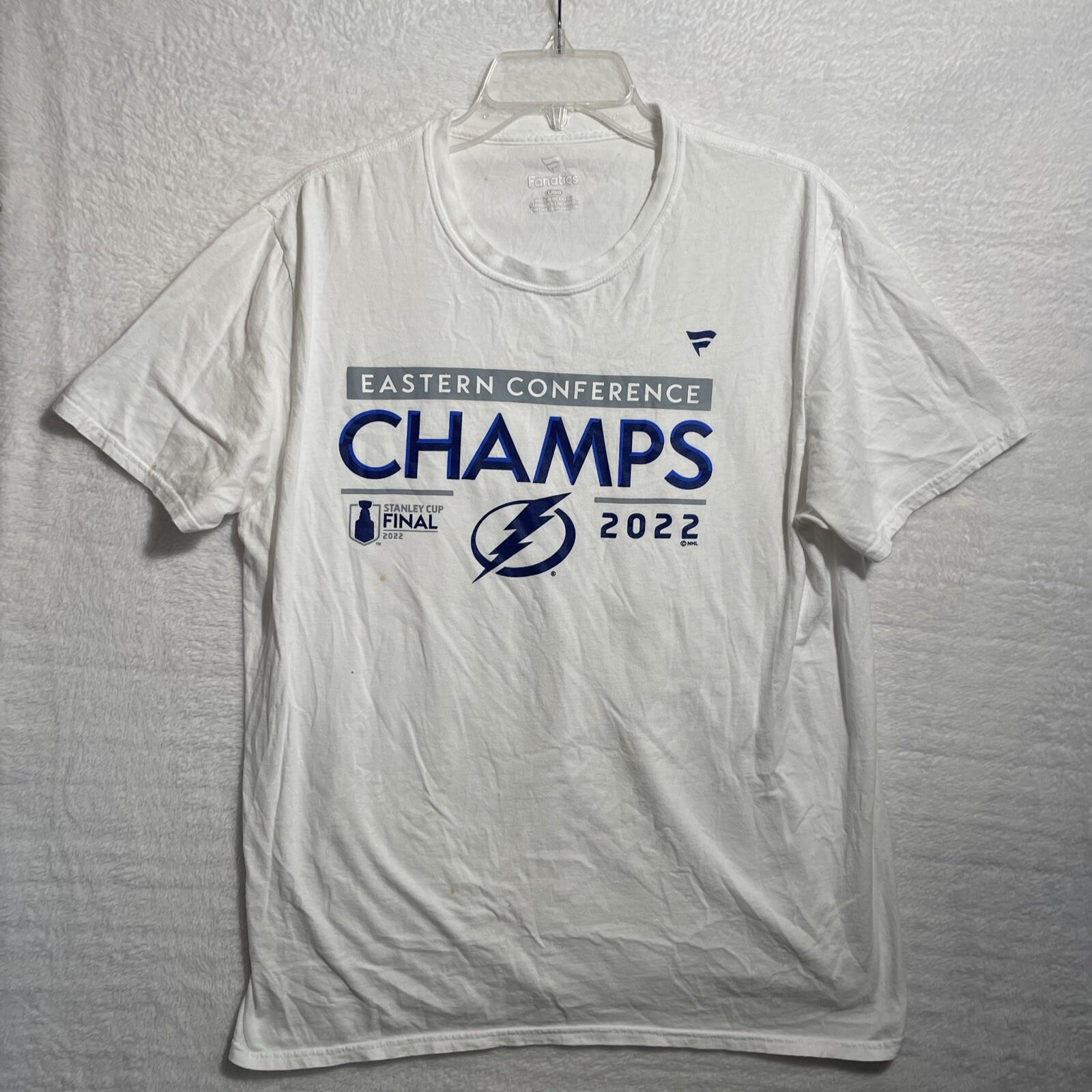 Tampa Bay Lighting Hockey Shirt Adult Large Hockey NHL Fanatics White Champions S