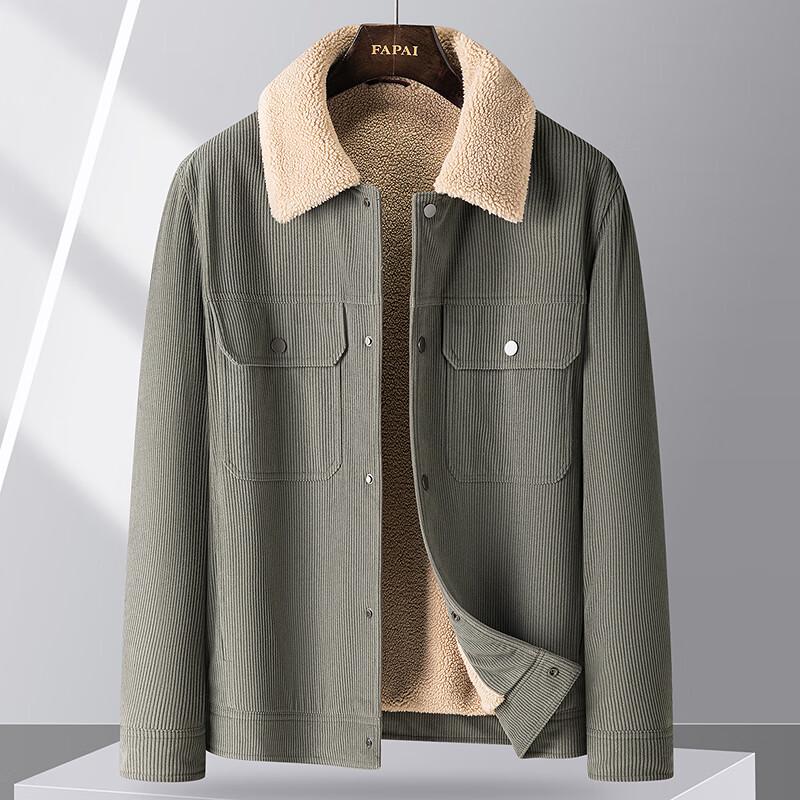 

FAPAI Men s Corduroy Lambswool Lined Casual Jacket L 50