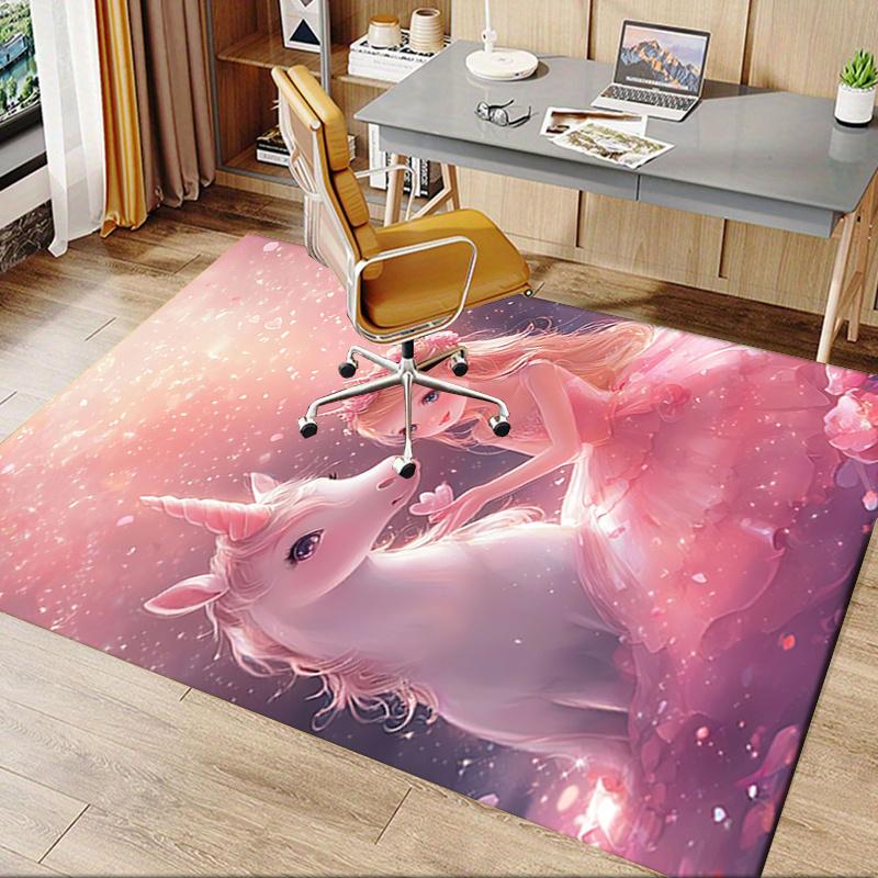 Unicorn and Princess Chair Mat: Office Carpet, Oversized Rug for Home Decor, Sofa Mat, Desk Pad Gift Suitable for Bedroom, Living Room, Any Room