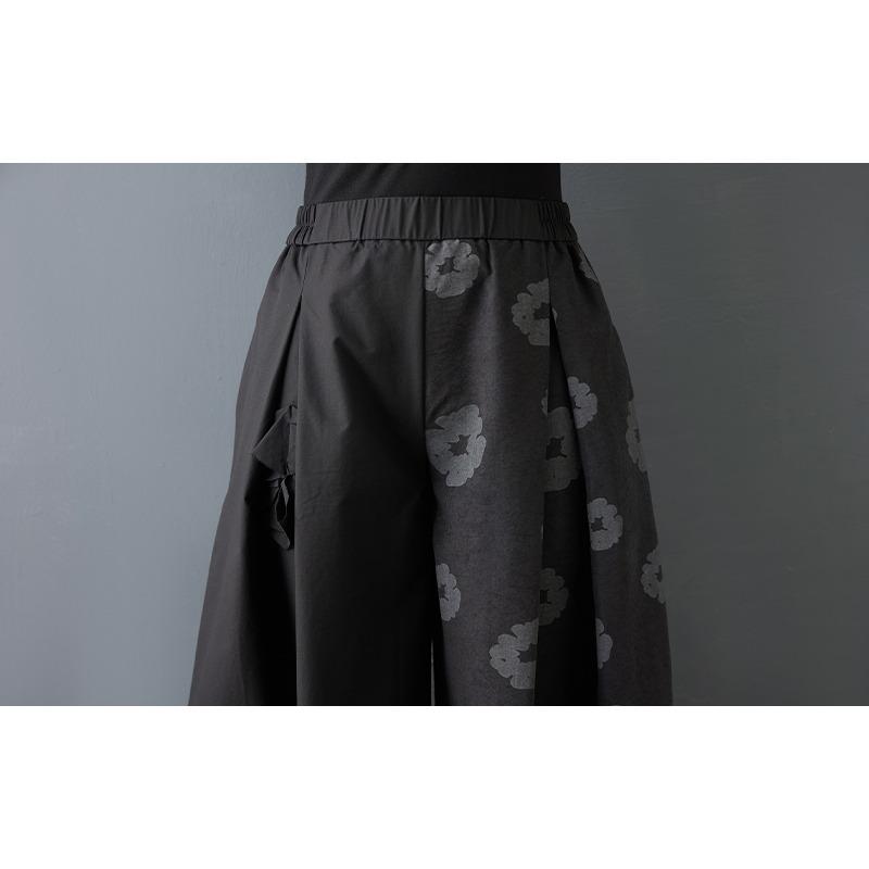 DIMANAF 2026 Plus Size Women New Long Pants Black Floral Loose Trousers Big Size Casual Spring Summer Bottoms Skirts
