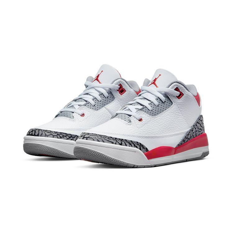 Air Jordan 3 Retro PS Fire Red 2022 Kids Sneakers White Cement-Grey Black DM0966-160