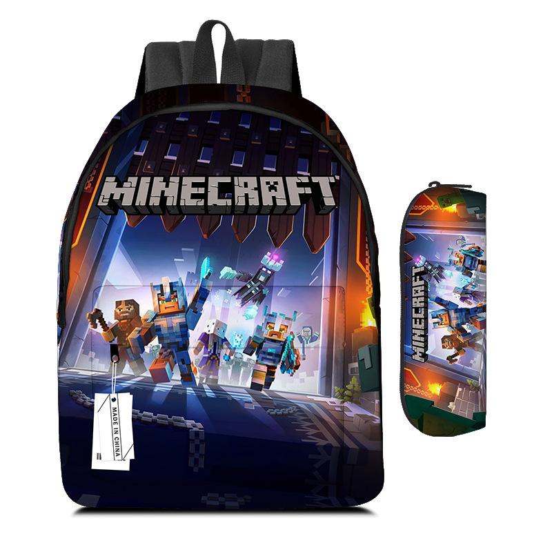 Minecraft Schoolbag Children'S Backpack Cartoon Animation Backpack Pencil Case