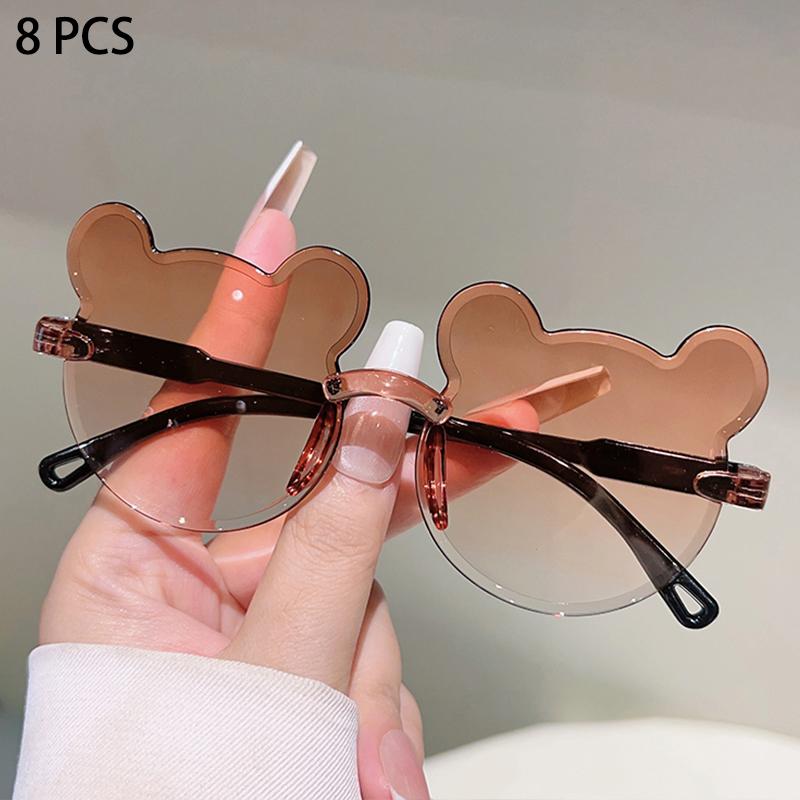 1/8 ks roztomilé sluneční brýle ve tvaru medvídka pro děti nové módní dětské bezrámové dekorace odstínů s gradientním vícebarevným slunečním brýlem