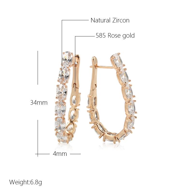 Neue Trendige Rosegoldfarbene Creolen für Damen Vintage Hochzeits Schmuck Luxus Natürlicher Zirkon Große Englische Ohrringe