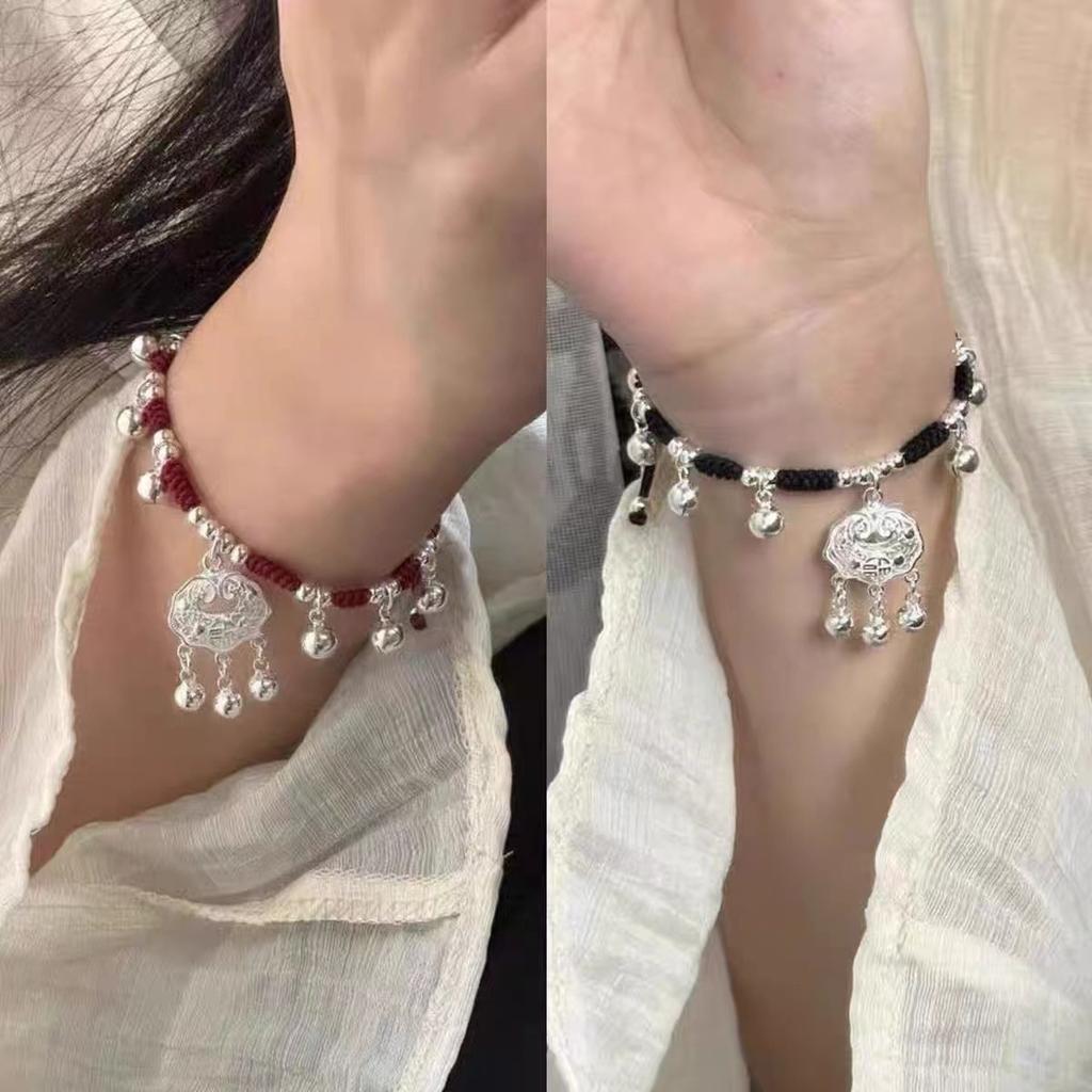 Luxury Rope Red Bracelet With Peace Lock And Bells For Men Women And