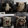 2D Scream Animals Retro Cushion Cover Natural Linen Organic Fabric Double-Sided Printing Sofa Home Decor Gift Pillow Case