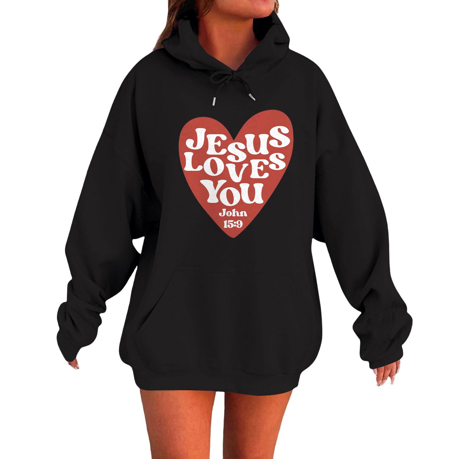 

Женский свободный удобный повседневный модный свитшот с длинным рукавом с принтом Love L чёрный