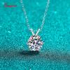 Smyoue 1-3CT Solitaire Moissanite Lab Diamond Necklace for Women Classic 6 Claws Sparkling Pendant 100% 925  Silver