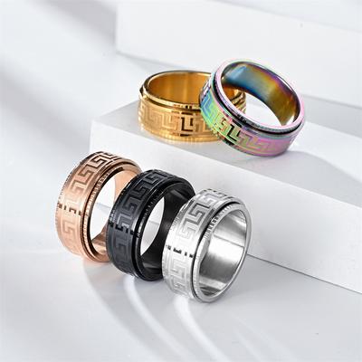 Titanium stalen ring voor heren, stressverlichtend, angstwerend, draaibare ring, modieuze Europese en Amerikaanse partnerring