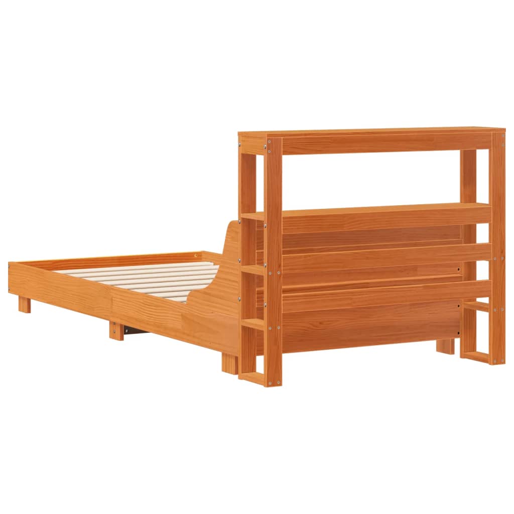 Solid Wood Bed without Mattress Wax Brown 75x190 cm Pine Wood