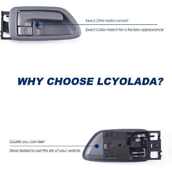 2Pcs Interior Door Handles Driver & Passenger Side For 2001-2007 Toyota Sequoia, 2000-2004 Avalon, 2004-2006 Tundra - Crew Cab ONLY - Four Full-Sized