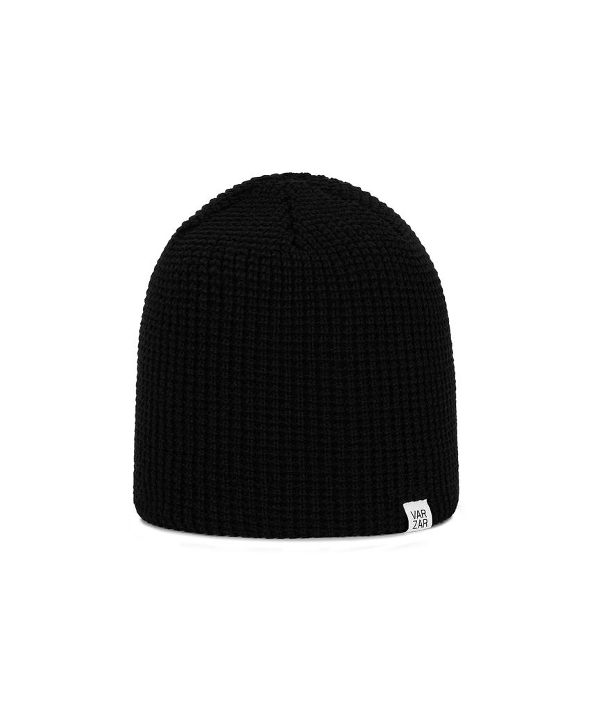 Bajal Va Curved Logo Waffle Beanie Black