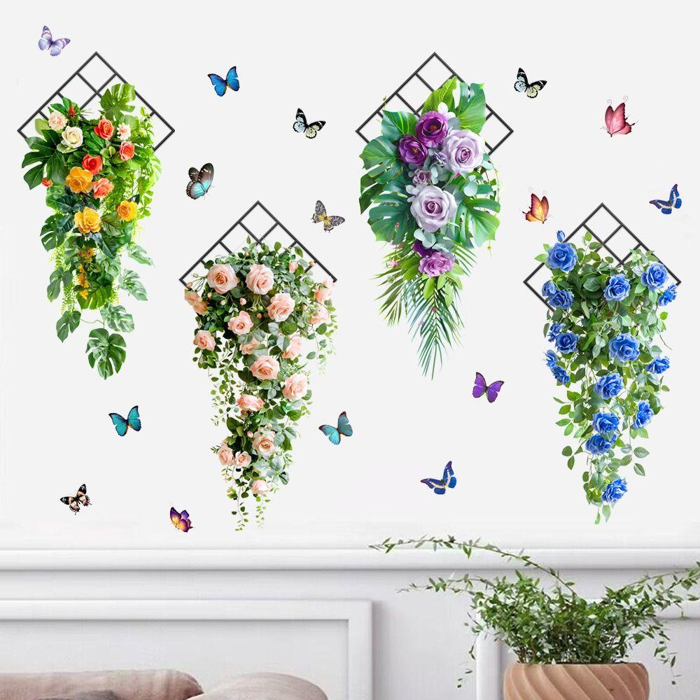 Flower & Butterfly Mural Art Multicolor Beautifual Decals Creative Wall Sticker  Background Wall